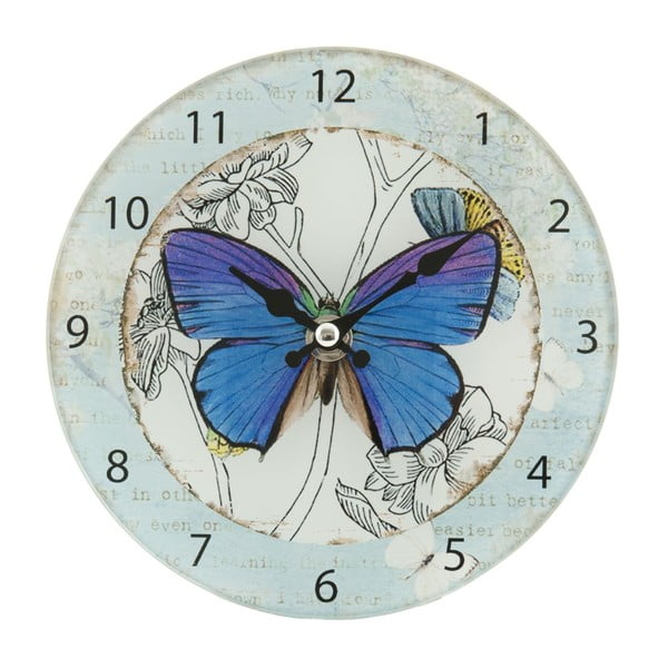 Zegar naścienny Blue Butterfly, 17 cm