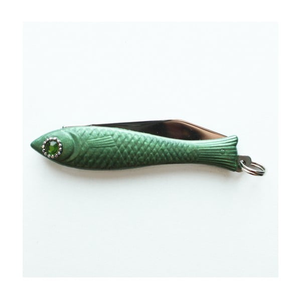 Scyzoryk rybka, zielony lakier z kryształowym okiem