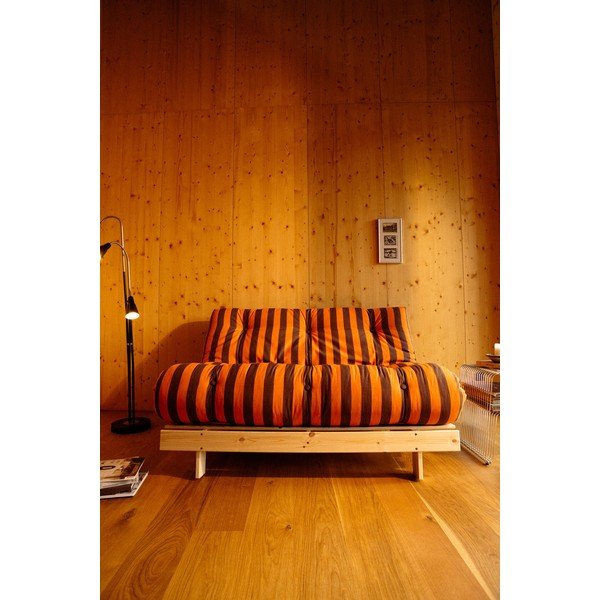 Pomarańczowa/brązowa rozkładana sofa 140 cm Roots – Karup-image-1