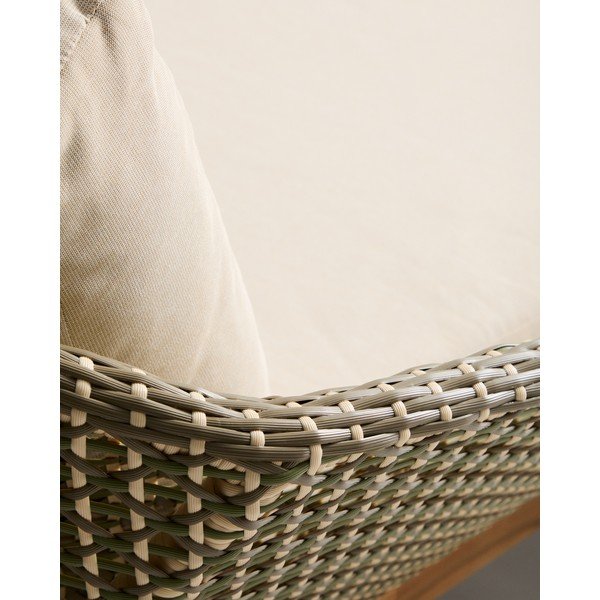 Zielony dwuosobowy rattanowy leżak ogrodowy Olbia – Kave Home-image-3