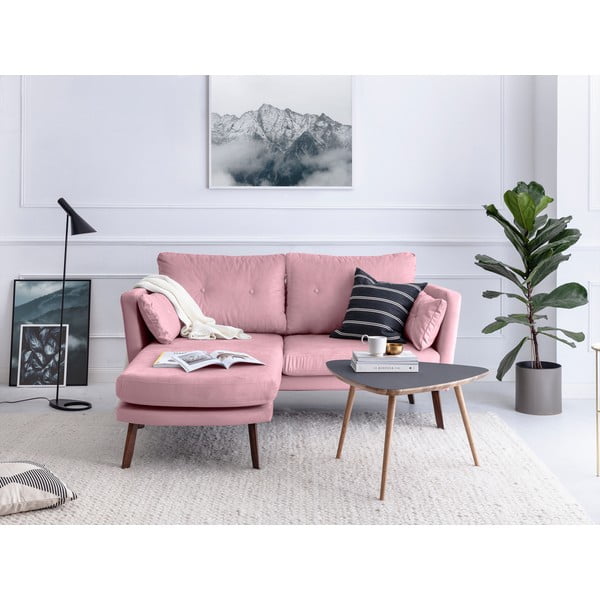 Jasnoróżowa sofa 3-osobowa Mazzini Sofas Elena, z szezlongiem po lewej stronie-image-1