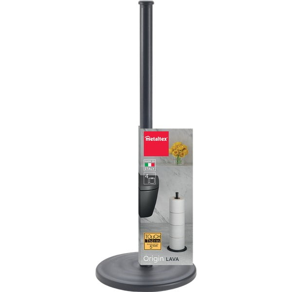 Stalowy stojak na papier toaletowy w kolorze matowej czerni Lava – Metaltex-image-3