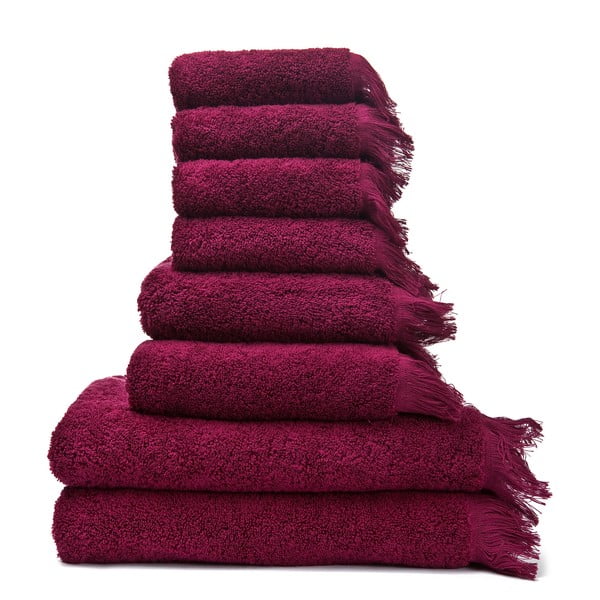Zestaw 6 bordowych ręczników i 2 ręczników kąpielowych Casa Di Bassi Bath