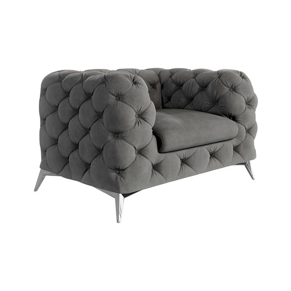 Szary aksamitny fotel Chelsea – Ropez