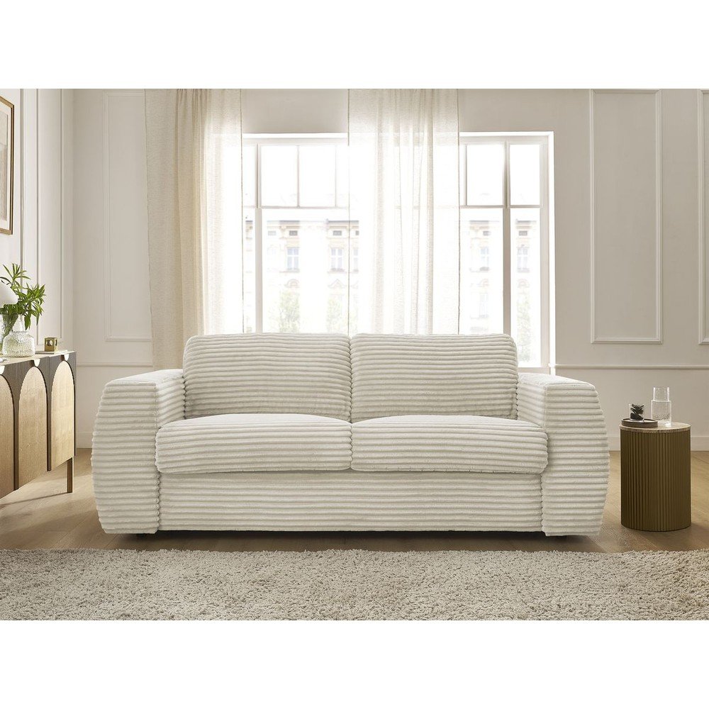 Beżowa sztruksowa rozkładana sofa do spania 220 cm Hugo – Bobochic Paris (zdjęcie 2)
