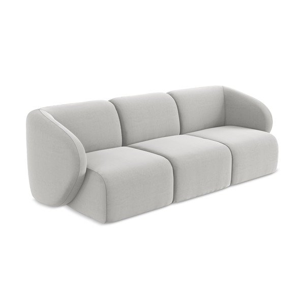 Jasnoszara aksamitna sofa 244 cm Lani – Makamii-image-2