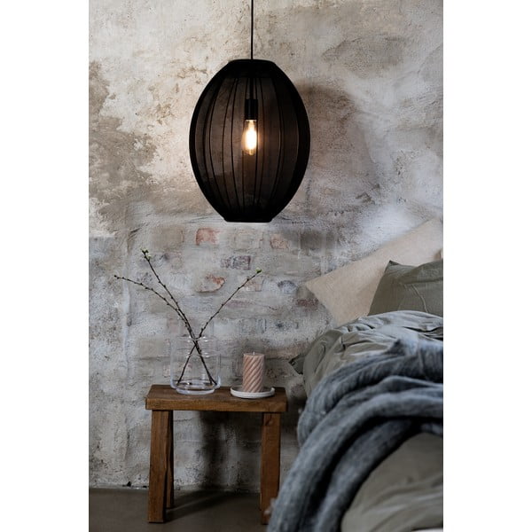 Czarna lampa wisząca z tekstylnym kloszem ø 40 cm Florence – Markslöjd-image-4