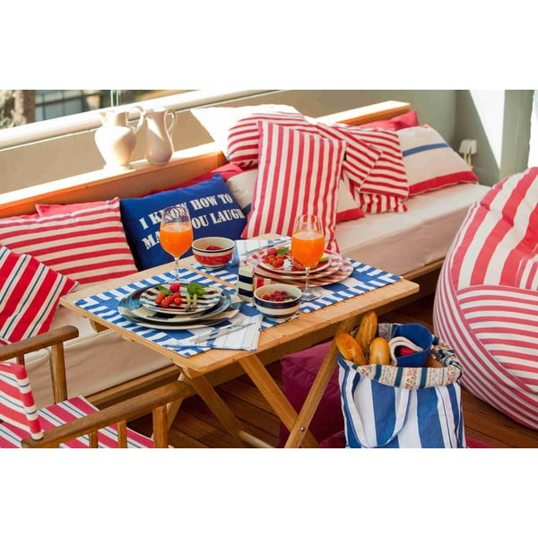 Poduszka Lona 60x40 cm, czerwono-niebieskie paski-image-4