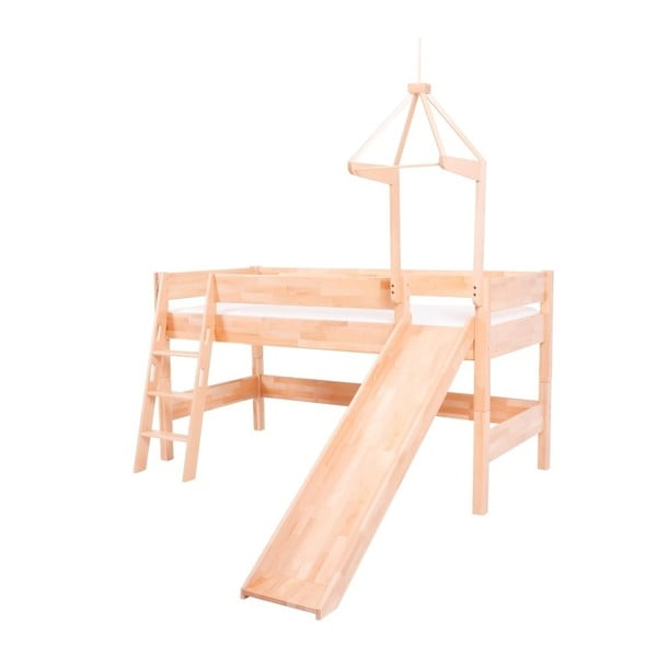Dziecięce łóżko piętrowe z litego drewna bukowego Mobi furniture Luk, 200x90 cm