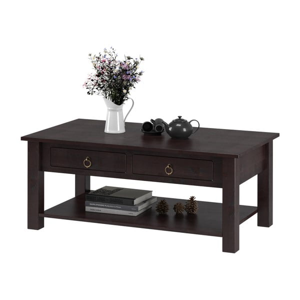 Ciemnobrązowy stolik z drewna sosnowego Støraa Inda-image-1