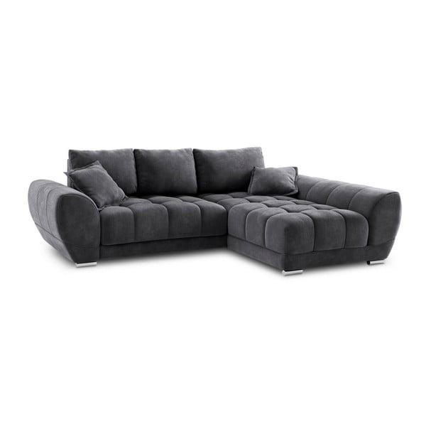 Ciemnoszary rozkładany narożnik z aksamitnym obiciem Windsor & Co Sofas Nuage, prawostronny-image-2