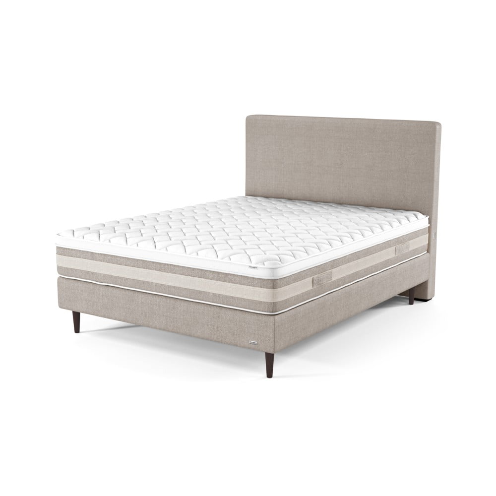 Beżowe łóżko boxspring z zagłówkiem i materacem z pianki Ted Lapidus Maison AMBRE, 160x200 cm