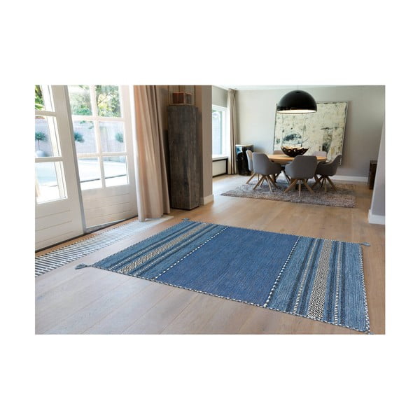 Niebieski bawełniany ręcznie wykonany dywan Arte Espina Navarro 2915, 120x170 cm
