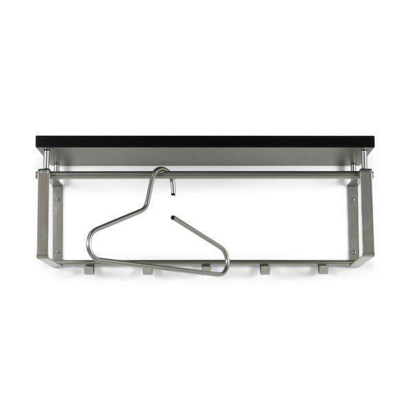 Czarny/w kolorze srebra metalowy wieszak ścienny z półką 70 cm Rex – Spinder Design-image-2