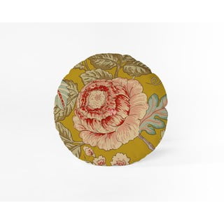 Żółta poduszka Velvet Atelier Japanese Flowers, ø 40 cm