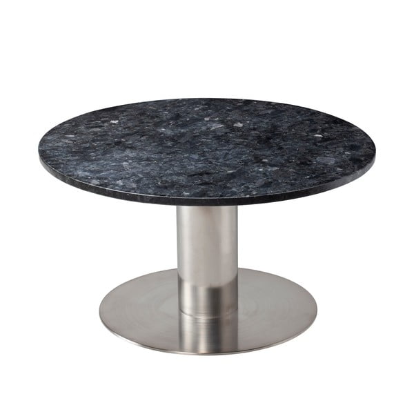Czarny granitowy stolik z konstrukcją w kolorze srebra RGE Pepo, ⌀ 85 cm