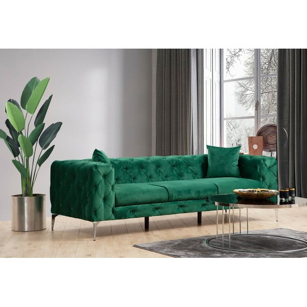 Ciemnozielona aksamitna sofa 237 cm Como – Artie-image-1