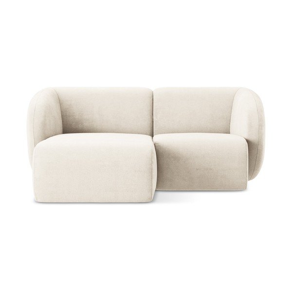 Beżowy narożnik z tkaniny szenilowej (lewostronny/z szezlongiem) Lani – Makamii