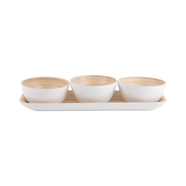 Biały bambusowy zestaw misek do serwowania Puro – PT LIVING