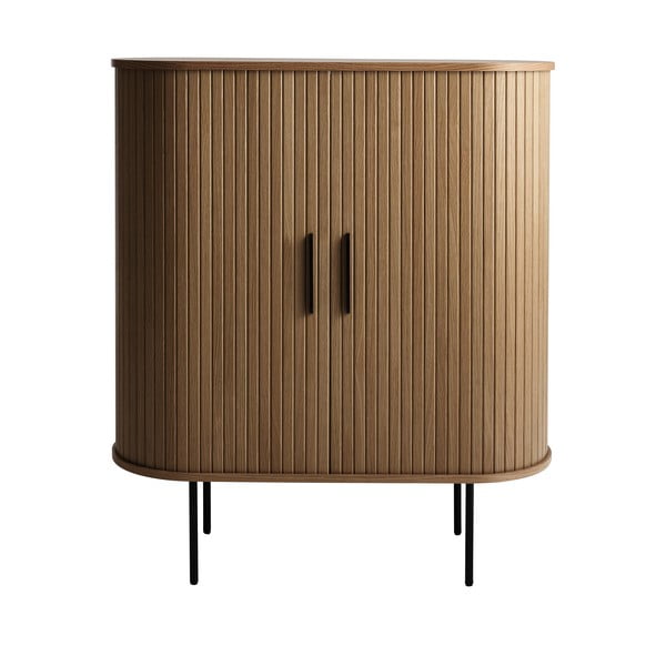 Brązowa szafka na wino w dekorze dębu z drzwiami przesuwnymi 100x118x40 cm Nola – Unique Furniture