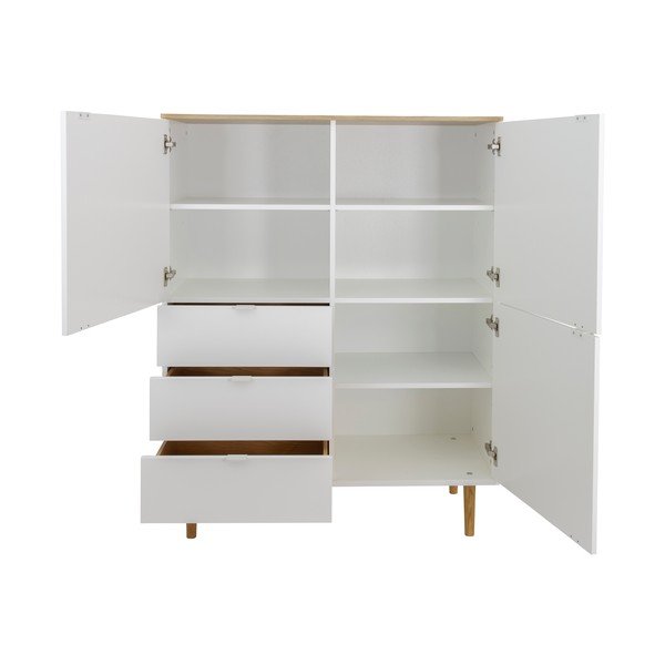 Biała wysoka komoda w dekorze dębu 109x137 cm Skagen – Tenzo-image-4