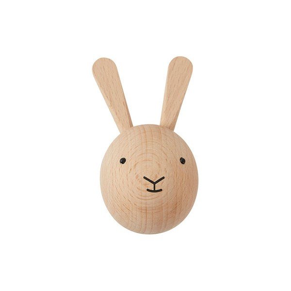 Ścienny haczyk z litego drewna bukowego w naturalnym kolorze Rabbit – OYOY Mini