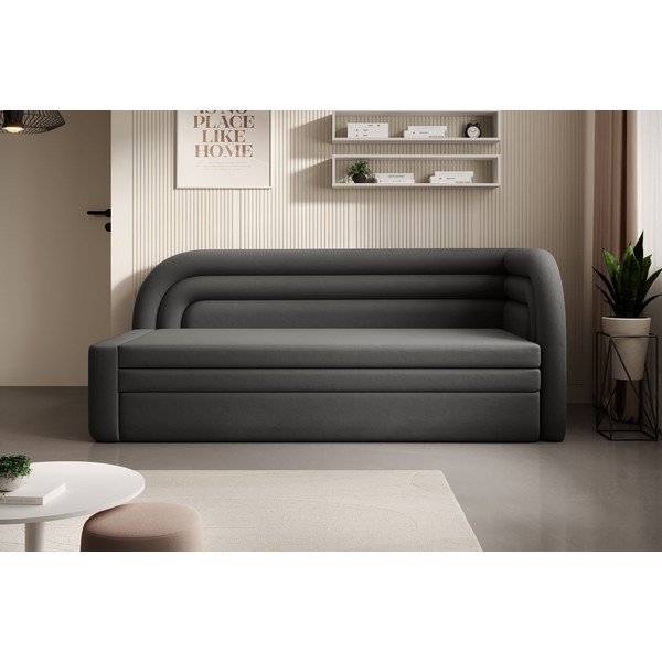 Szarobrązowa aksamitna rozkładana/ze schowkiem sofa prawostronna 223 cm Fabillo – ELTAP-image-1