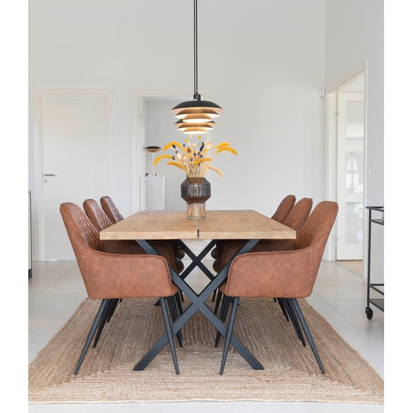 Brązowe tapicerowane fotele jadalniane zestaw z podłokietnikami 2 szt. Harbo – House Nordic-image-1