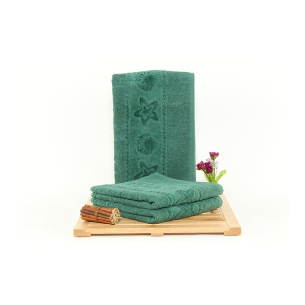 Zestaw 3 zielonych ręczników Akdeniz, 50x90 cm