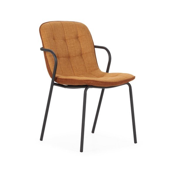 Tapicerowane krzesło z podłokietnikami w kolorze terakoty Angie – Marckeric