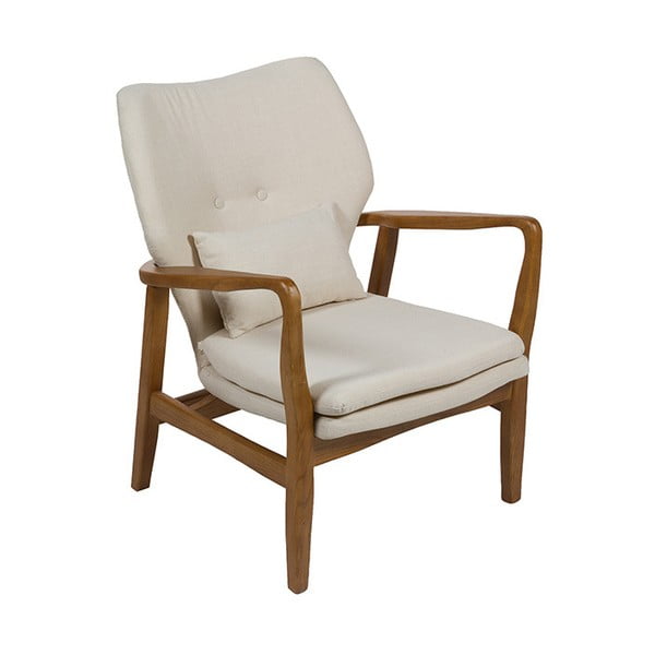 Beżowy fotel z konstrukcją z drewna wiązu Santiago Pons Woven
