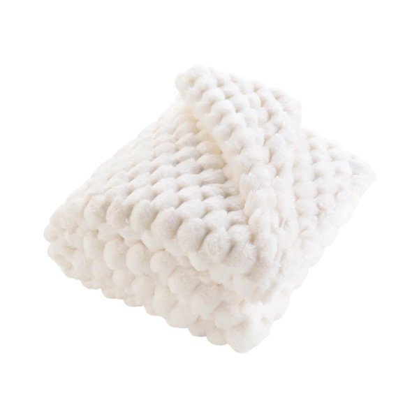 Kremowy koc z mikropluszu 125x150 cm Frosty – douceur d'intérieur