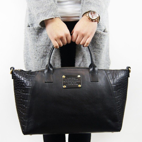 Skórzana torebka Fly Violet midi, krokodyl-image-2