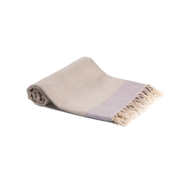 Fioletowy ręcznik kąpielowy tkany ręcznie Ivy's Elmas, 100x180 cm