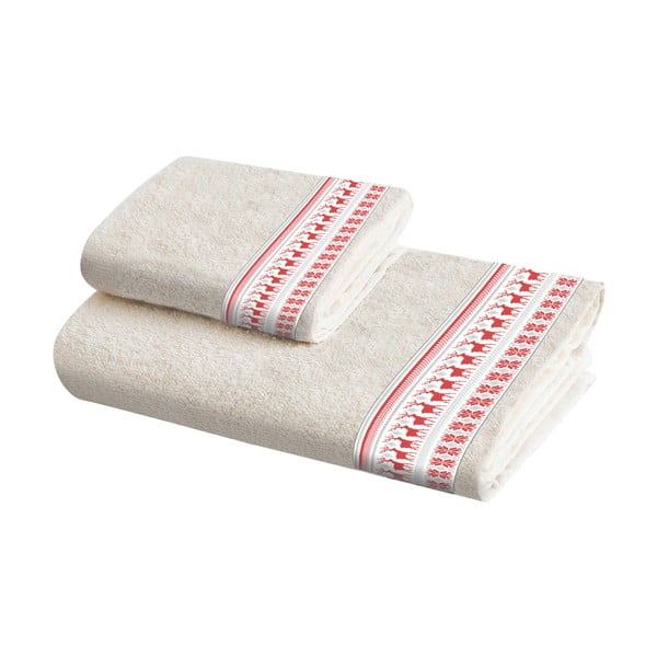 Zestaw 2 ręczników bawełnianych Crido Consulting Scandi Reindeer