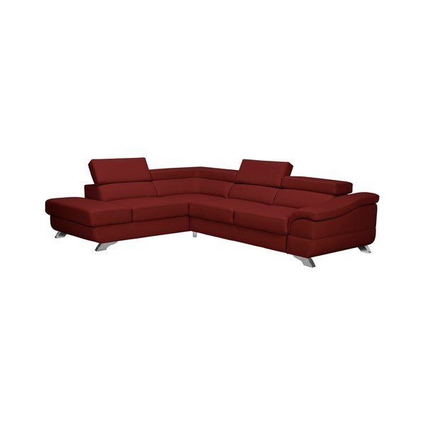 Czerwony rozkładany narożnik lewostronny z obiciem przypominającym skórę Windsor & Co Sofas Gamma-image-1