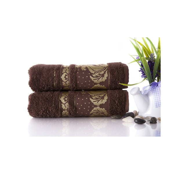 Zestaw 2 ręczników Antik Gold Dark Brown, 50x90 cm