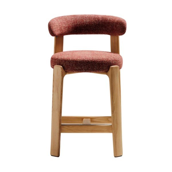 Hoker z litego drewna jesionowego w ceglasto-naturalnym (wysokość siedziska 65 cm) Granite – Kave Home-image-4