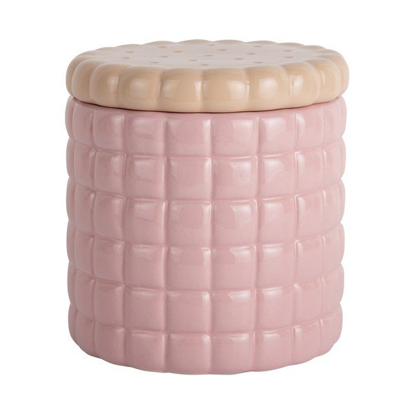 Jasnoróżowy ceramiczny pojemnik dekoracyjny ø 14x15 cm Biscuit Box – PT LIVING
