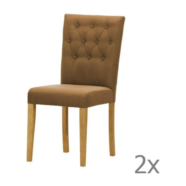 Komplet 2 krzeseł Monako Etna Brown, naturalne nóżki