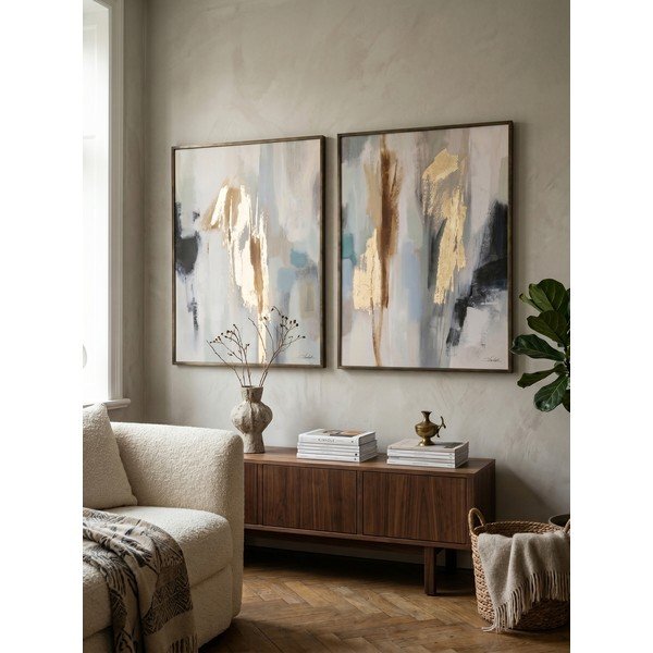 Obrazy drukowane z z ręcznie malowanymi elementami na płótnie z ramą w zestawie zestaw 2 szt. 60x80 cm Gallery – Bizzotto-image-1