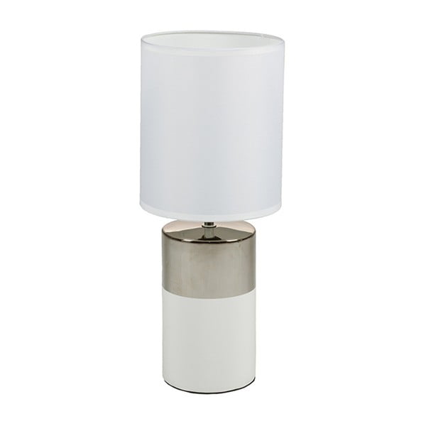Biała lampa stołowa z podstawą w srebrnej barwie Santiago Pons Reba, ⌀ 19 cm