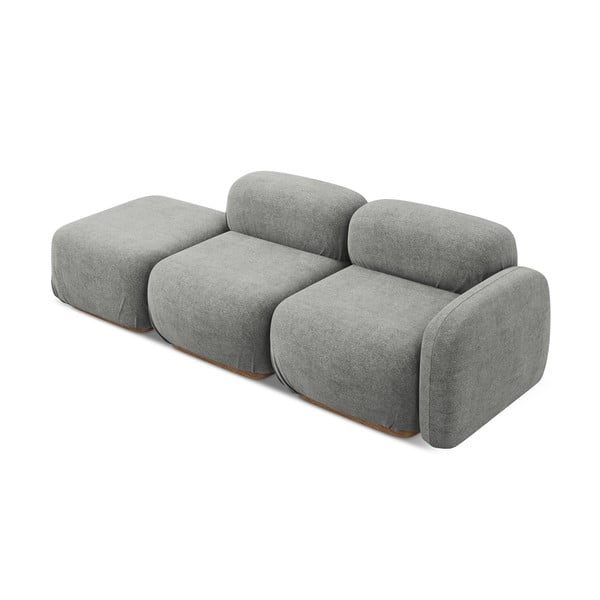 Szary szezlong modułowy z materiału bouclé (lewostronny) Ailani – Makamii-image-3