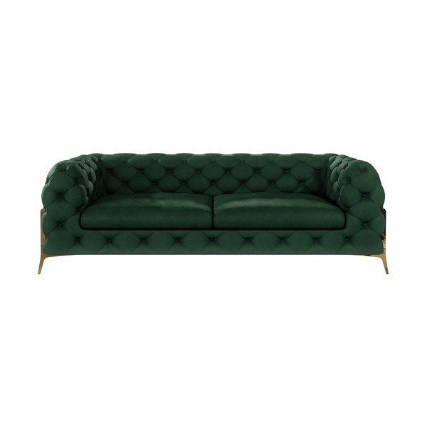 Ciemnozielona aksamitna sofa 225 cm Chelsea Bis – Ropez