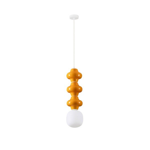 Biała/pomarańczowa lampa wisząca ceramiczna ze szklanym kloszem ø 18 cm Clio – Nova Luce