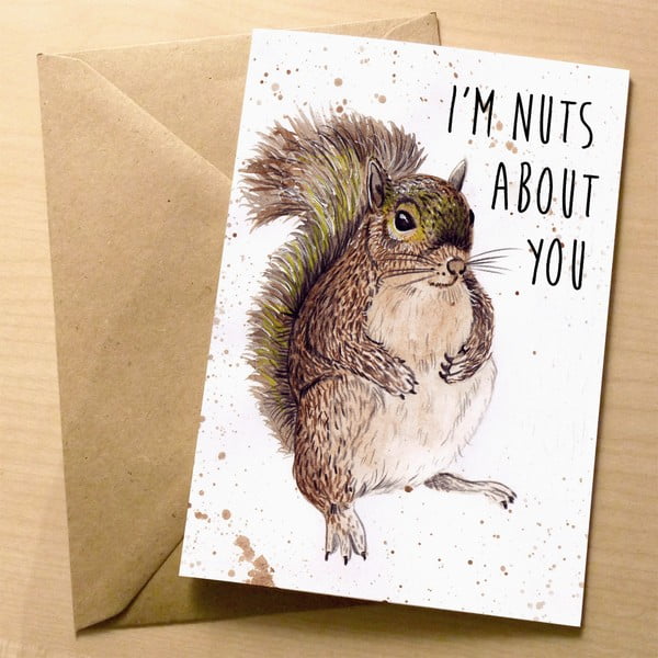 Kartka okolicznościowa Wraptious Splatter Squirrel Nuts