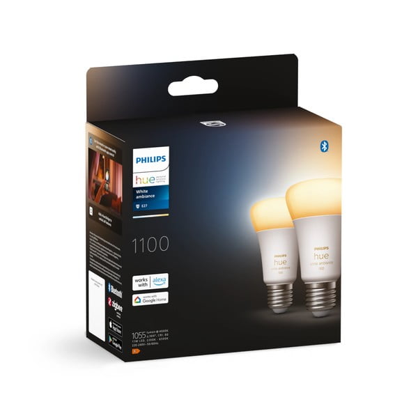 Inteligentne żarówki LED z gwintem E27, 11 W zestaw 2 szt. White ambiance – Philips Hue-image-2