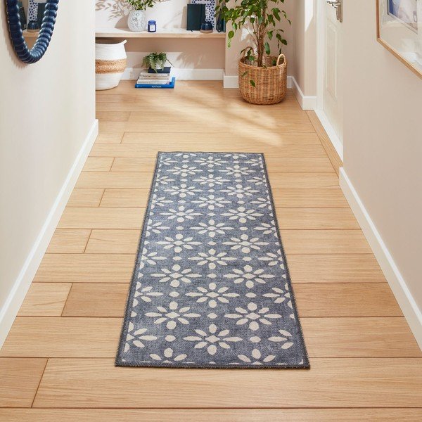 Ciemnoniebieski chodnik odpowiedni do prania 76x230 cm Coral Blue – Think Rugs-image-1