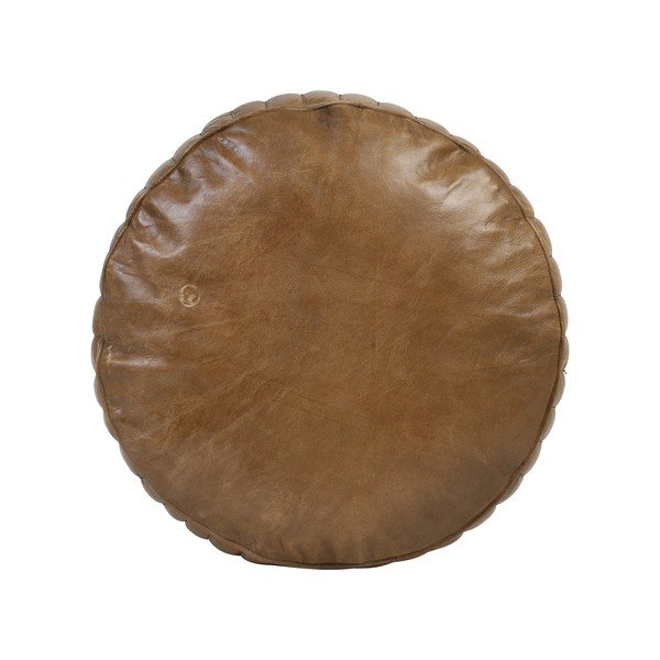 Brązowy skórzany puf ø 42 cm Luko – Light & Living-image-1