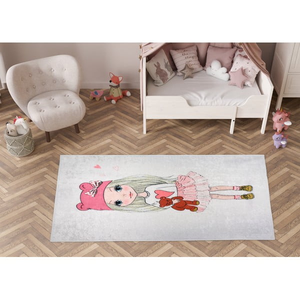 Dywan dziecięcy odpowiedni do prania 100x160 cm Cute Girl and the Bear – Vitaus-image-1